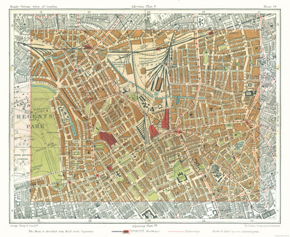 Historic Map - Islington London England - Philip 1904 - 28.12 x 23 - Vintage Wall Art