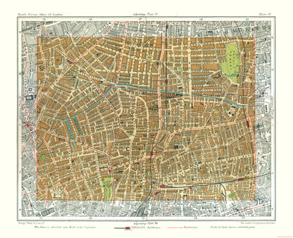 Historic Map - Hoxton London England - Philip 1904 - 28.28 x 23 - Vintage Wall Art