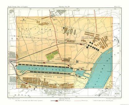 Historic Map - Albert Dock London England - Philip 1904 - 28.24 x 23 - Vintage Wall Art