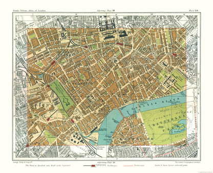 Historic Map - Chelsea London England - Philip 1904 - 28.27 x 23 - Vintage Wall Art