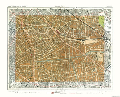 Historic Map - Walworth London England - Philip 1904 - 28.29 x 23 - Vintage Wall Art