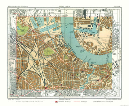 Historic Map - Deptford London England - Philip 1904 - 28.04 x 23 - Vintage Wall Art