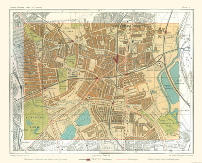 Historic Map - Tottenham London England - Philip 1904 - 28.55 x 23 - Vintage Wall Art