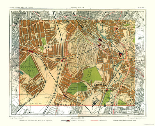 Historic Map - Ladywell London England - Philip 1904 - 28.27 x 23 - Vintage Wall Art