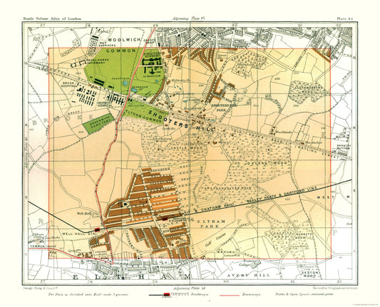 Historic Map - Shooters Hill London England - Philip 1904 - 28.43 x 23 - Vintage Wall Art