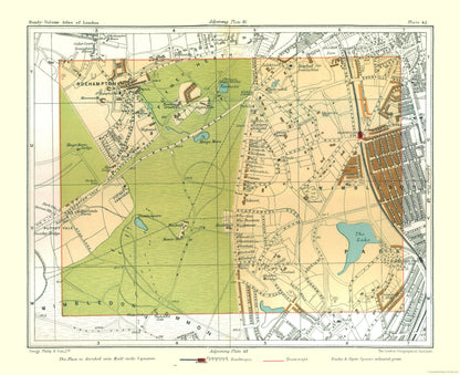 Historic Map - Wimbledon Park London England - Philip 1904 - 28.20 x 23 - Vintage Wall Art