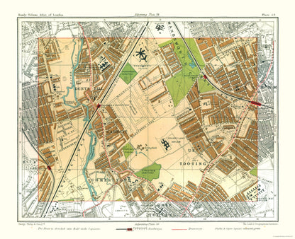 Historic Map - Wandsworth Common London England - Philip 1904 - 28.29 x 23 - Vintage Wall Art