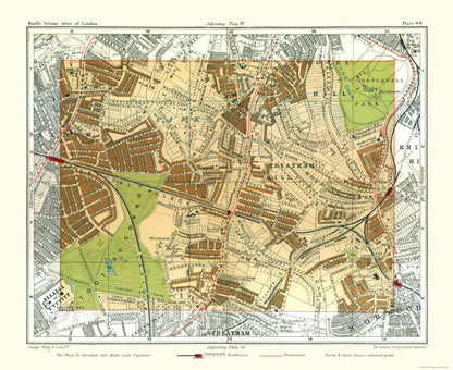 Historic Map - Tooting Commons London England - Philip 1904 - 28.12 x 23 - Vintage Wall Art