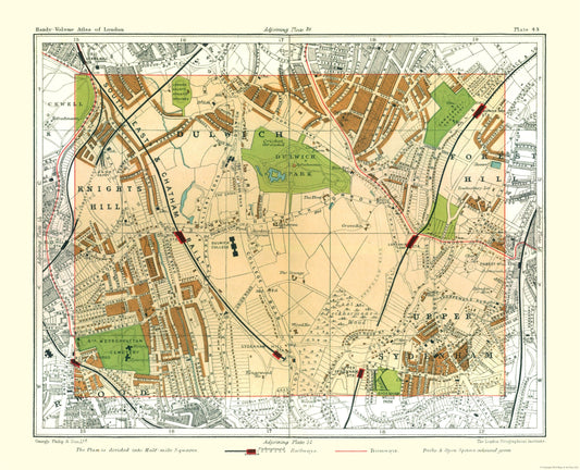 Historic Map - Dulwich London England - Philip 1904 - 28.37 x 23 - Vintage Wall Art