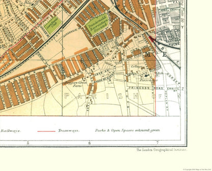 Historic Map - Wimbledon London England - Philip 1904 - 28.37 x 23 - Vintage Wall Art