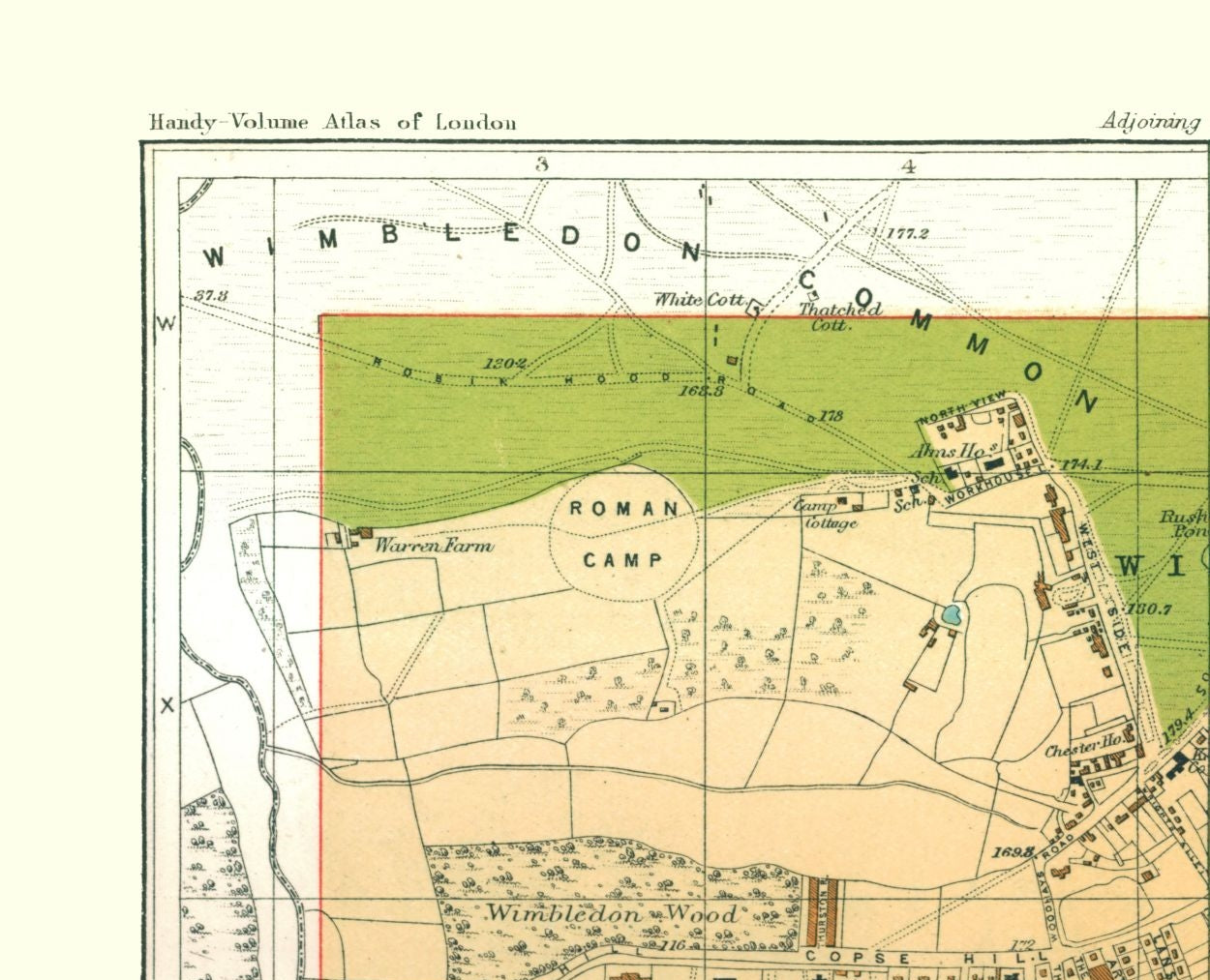 Historic Map - Wimbledon London England - Philip 1904 - 28.37 x 23 - Vintage Wall Art