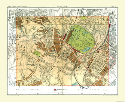 Historic Map - Crystal Palace London England - Philip 1904 - 28.24 x 23 - Vintage Wall Art