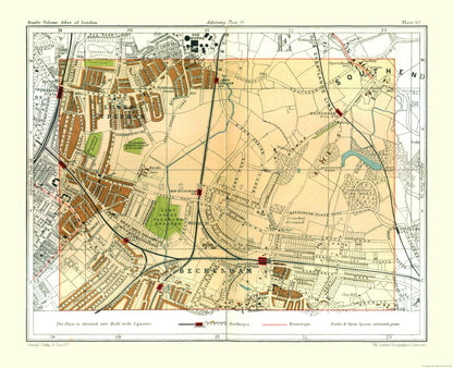 Historic Map - Beckenham London England - Philip 1904 - 28.30 x 23 - Vintage Wall Art