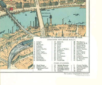 Historic Map - London England Theatre Area - Philip 1904 - 28.63 x 23 - Vintage Wall Art