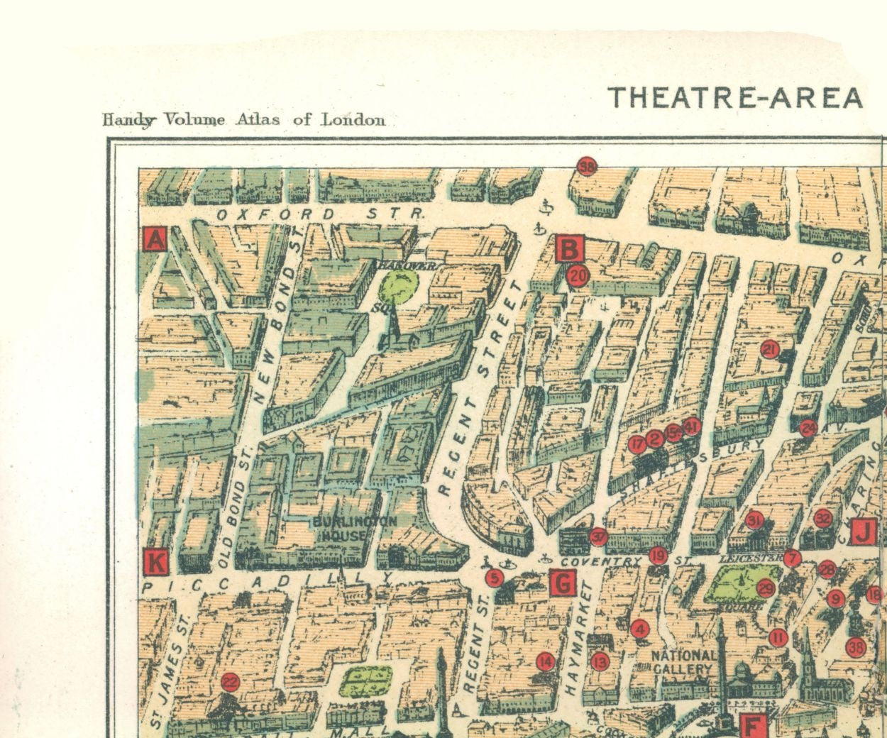Historic Map - London England Theatre Area - Philip 1904 - 28.63 x 23 - Vintage Wall Art