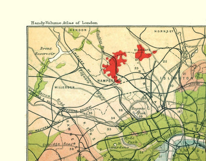 Historic Map - London England Geology - Philip 1904 - 28.37 x 23 - Vintage Wall Art