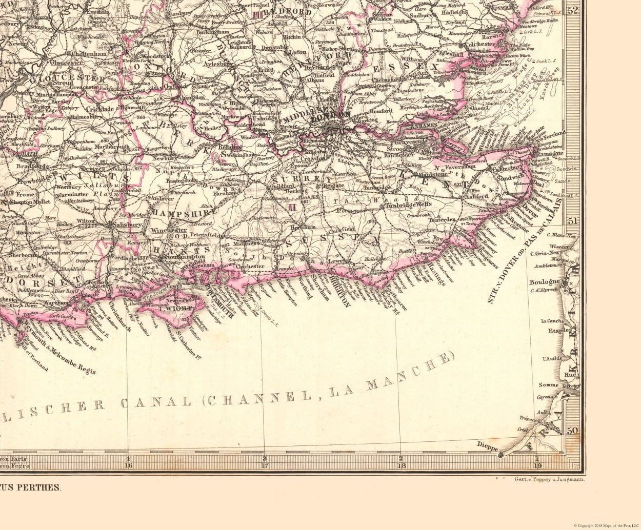 Historic Map - England Wales - Stieler 1885 - 27.79 x 23 - Vintage Wall Art