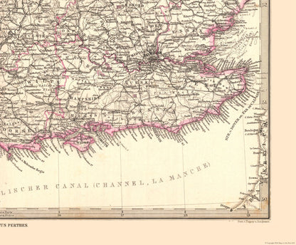 Historic Map - England Wales - Stieler 1885 - 27.79 x 23 - Vintage Wall Art