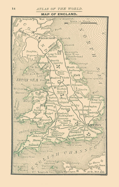 Historic Map - England - Alden 1886 - 23 x 36.17 - Vintage Wall Art