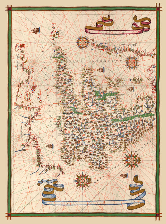 Historic Map - England - Martines 1587 - 23 x 30.94 - Vintage Wall Art