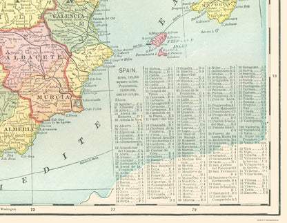 Historic Map - Spain Portugal - Cram 1898 - 23 x 29.61 - Vintage Wall Art