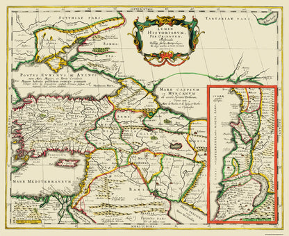 Historic Map - Asia Minor Mediterranean - Hareio 1624 - 28.13 x 23 - Vintage Wall Art