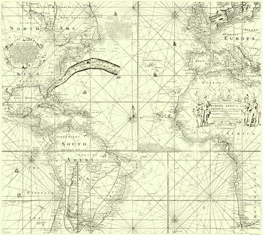 Historic Nautical Map - Atlantic Ocean - Wright 1768 - 23 x 25.78 - Vintage Wall Art