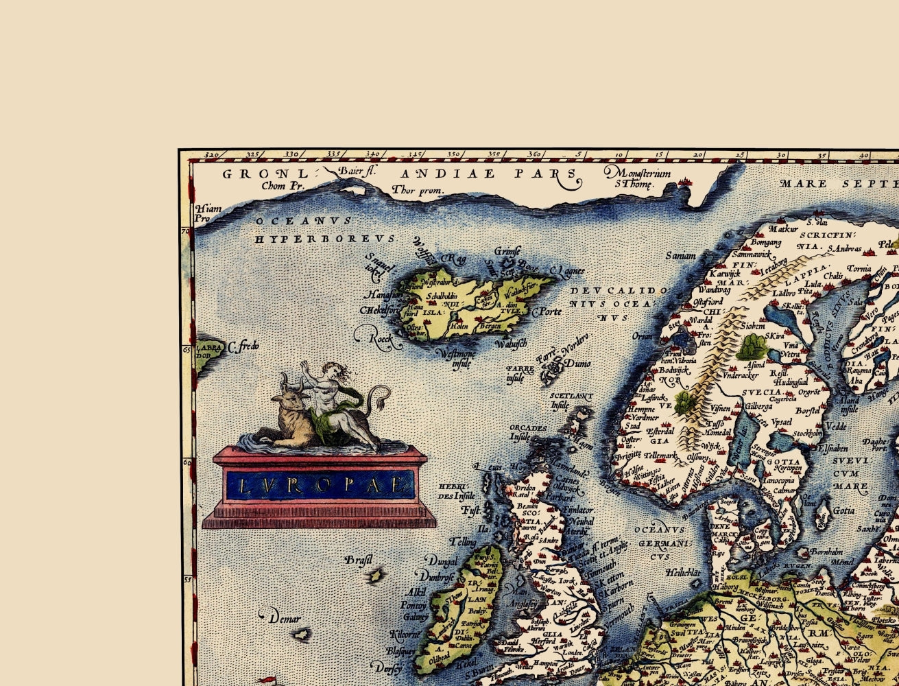 Historic Map - Europe - Ortelius 1570 - 23 x 30.17 - Vintage Wall Art