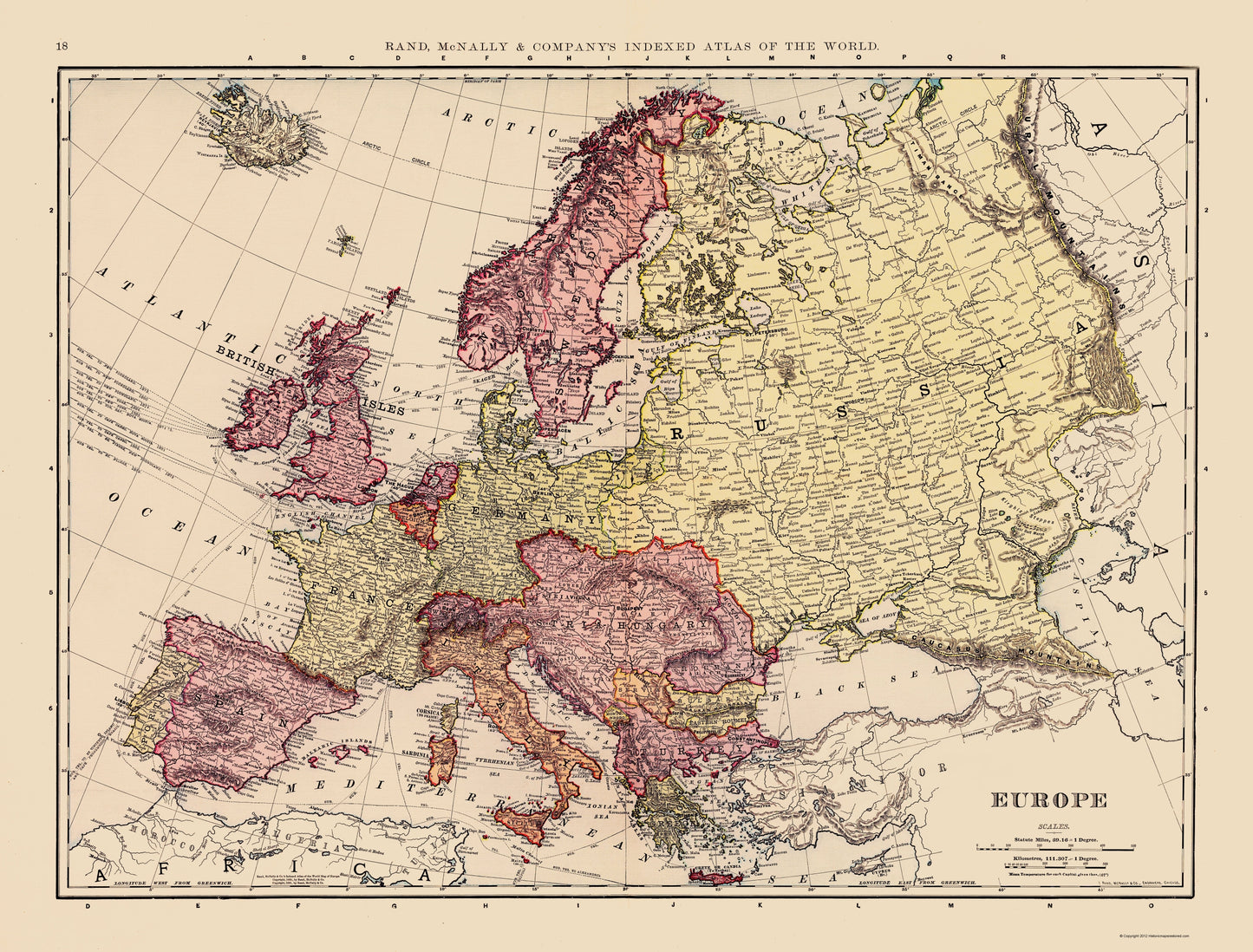 Historic Map - Europe - Rand McNally 1898 - 23 x 30.27 - Vintage Wall Art