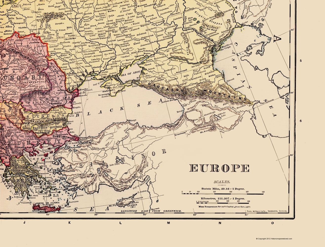 Historic Map - Europe - Rand McNally 1898 - 23 x 30.27 - Vintage Wall Art