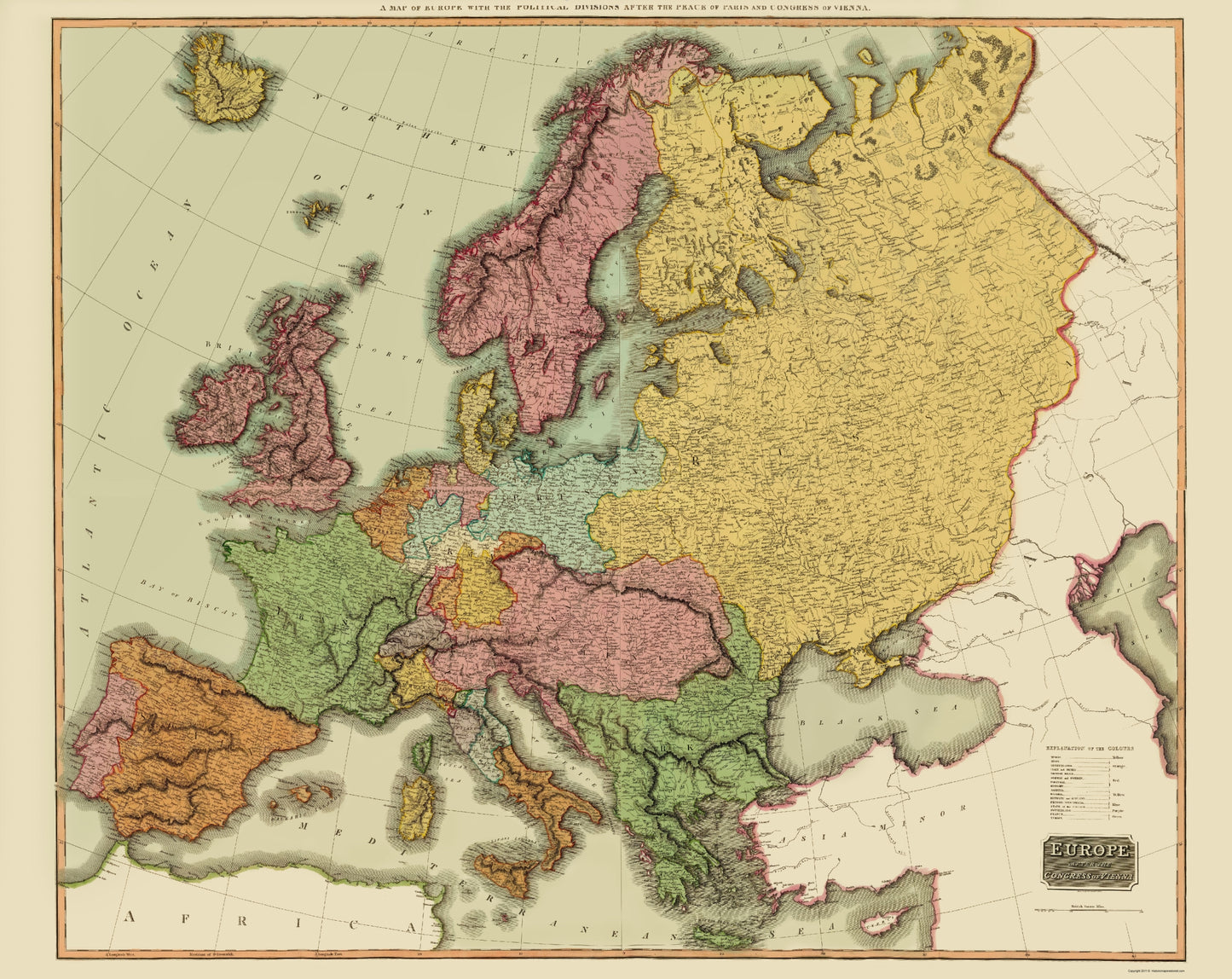 Historic Map - Europe Vienna Congress - Thomson 1815 - 23 x 28.96 - Vintage Wall Art