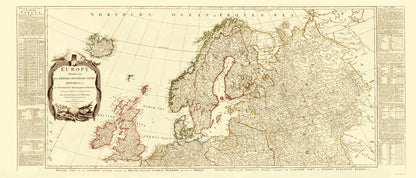 Historic Map - Europe Northern - Sayer 1787 - 23 x 53.61 - Vintage Wall Art