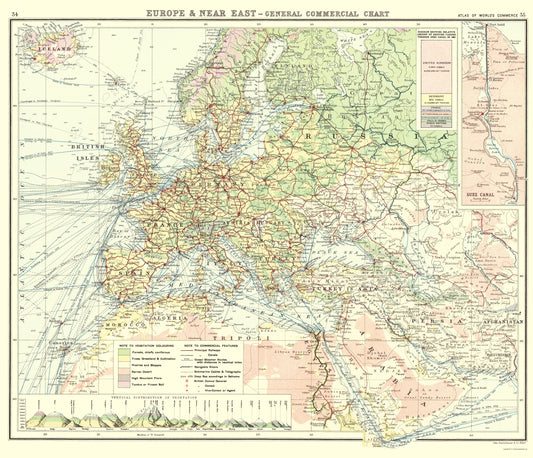 Historic Map - Europe Near East Commercial Chart - Newnes 1907 - 23 x 26.79 - Vintage Wall Art