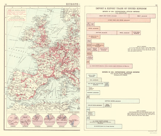 Historic Map - British Industry Trade - Newnes 1907 - 23 x 27 - Vintage Wall Art