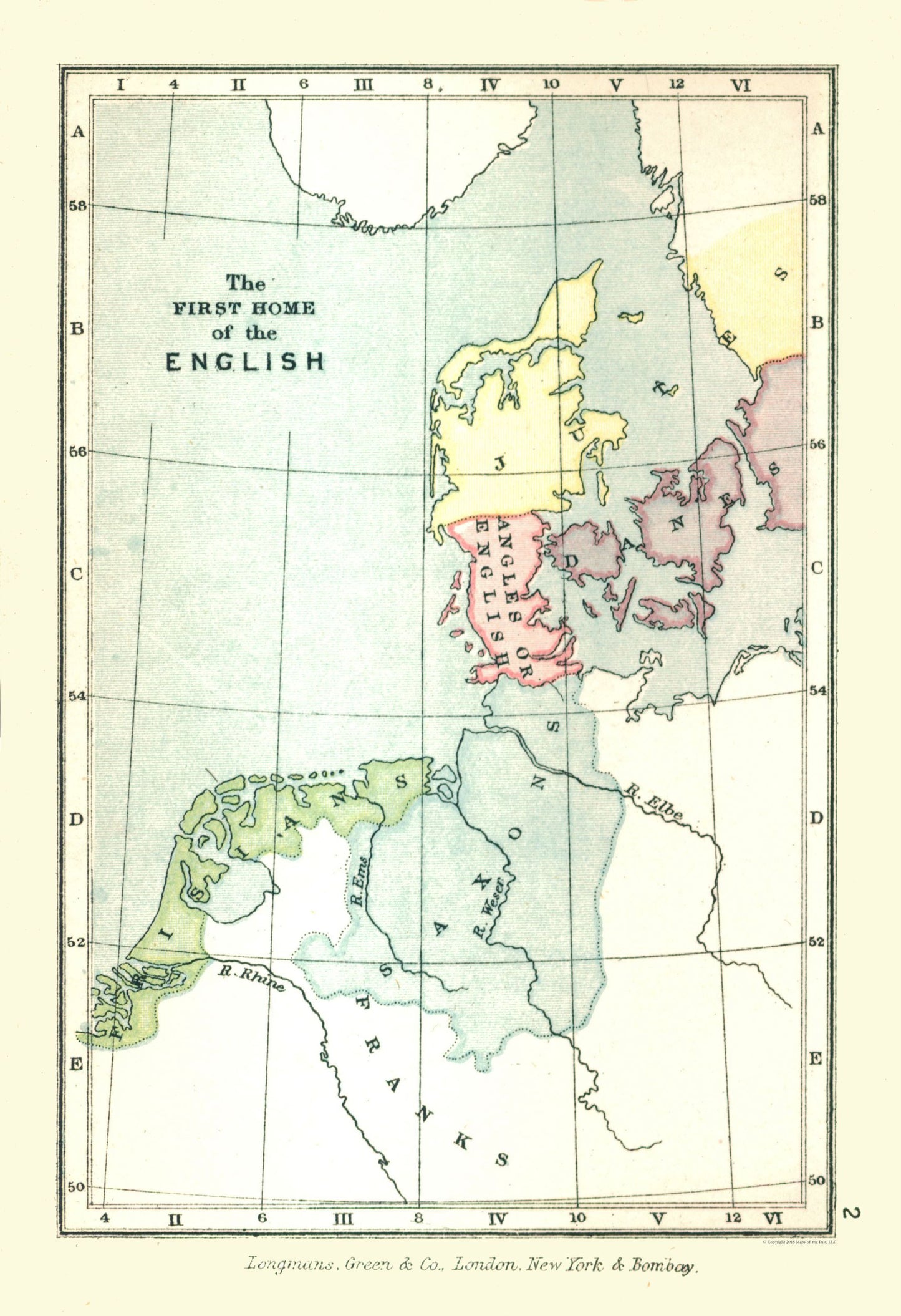 Historic Map - First English Europe - Gardiner 1902 - 23 x 33.58 - Vintage Wall Art