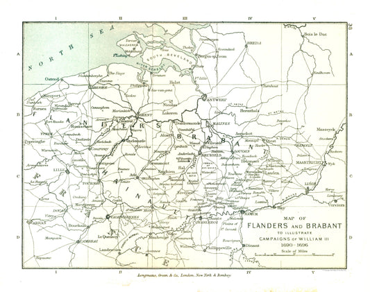 Historic Map - Flanders Brabant Belgium Netherlands 1690 - Gardiner 1902 - 29.11 x 23 - Vintage Wall Art