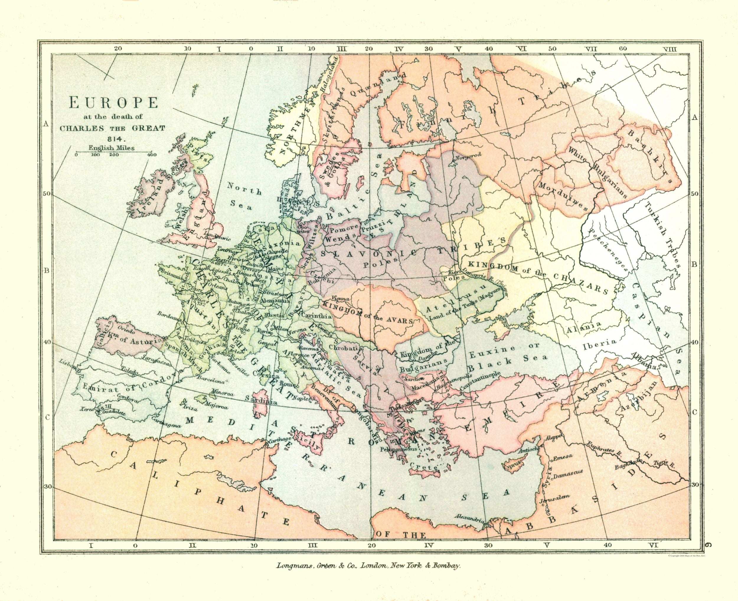 1902 Map Historic Map - Europe 814 - Gardiner 1902 - 28.24 x 23 - Vintage Wall ...