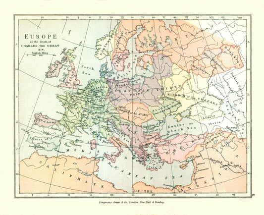 Historic Map - Europe 814 - Gardiner 1902 - 28.24 x 23 - Vintage Wall Art