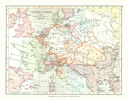 Historic Map - Central Europe 1789 - Gardiner 1902 - 29.20 x 23 - Vintage Wall Art