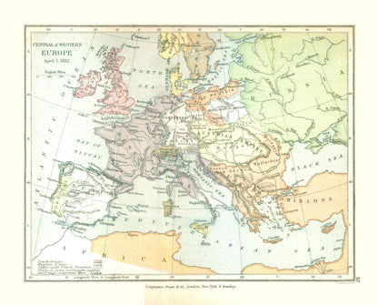 Historic Map - Europe 1812 - Gardiner 1902 - 28.60 x 23 - Vintage Wall Art