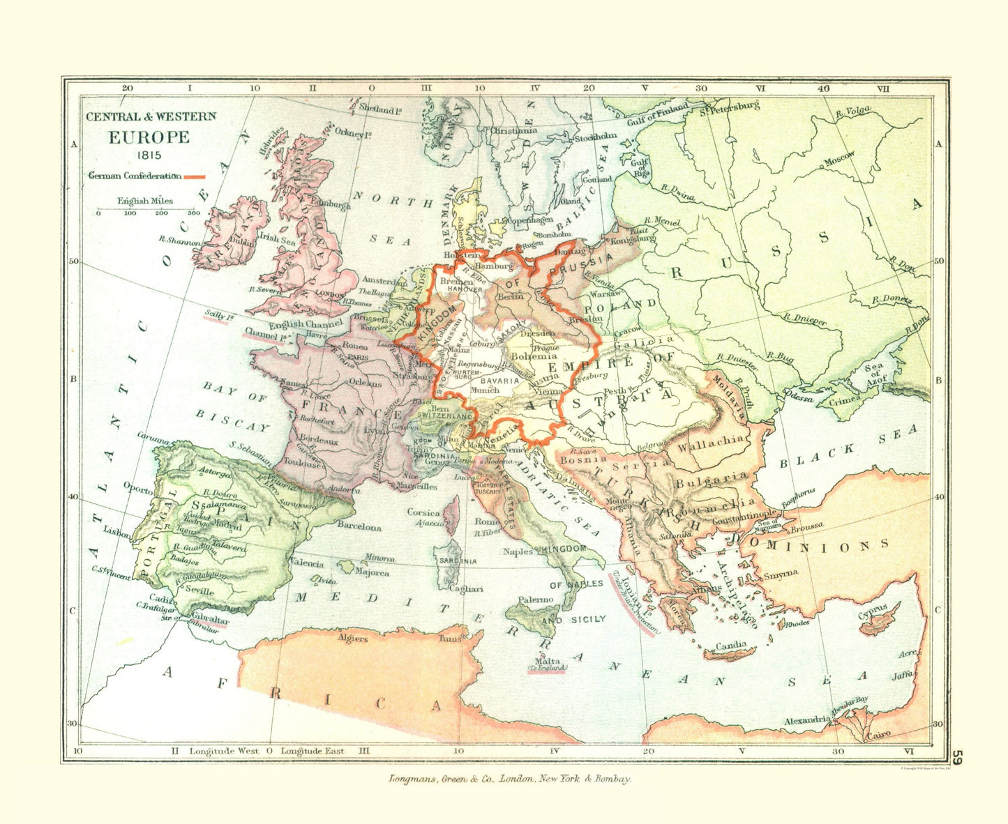 Historic Map - Europe 1815 - Gardiner 1902 - 28.12 x 23 - Vintage Wall Art