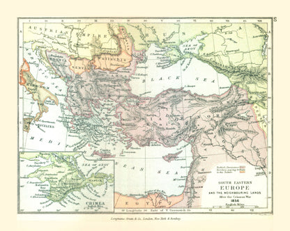 Historic Map - Europe Southeastern 1856 - Gardiner 1902 - 23 x 38.74 - Vintage Wall Art