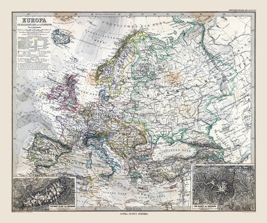 Historic Map - Europe - Stieler 1885 - 27.52 x 23 - Vintage Wall Art