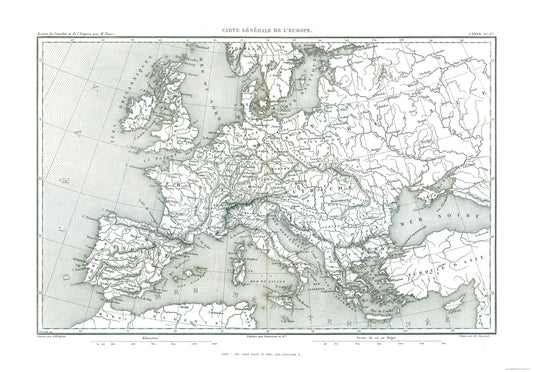 Historic Map - Europe - Thiers 1866 - Vintage Wall Art