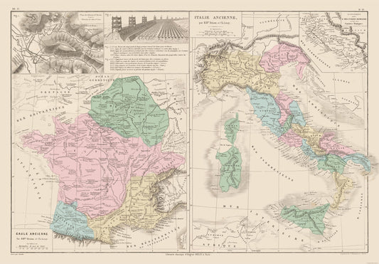 Historic Map - France Italy Belgium Punic Wars - Drioux 1882 - 33.06 x 23 - Vintage Wall Art