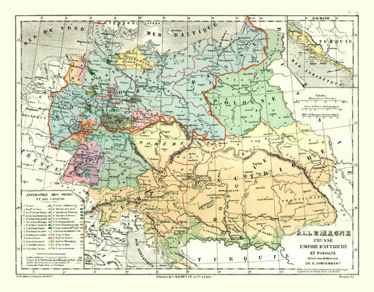 Historic Map - Germany Prussia Poland Austria - Cortambert 1880 - 29.40 x 23 - Vintage Wall Art