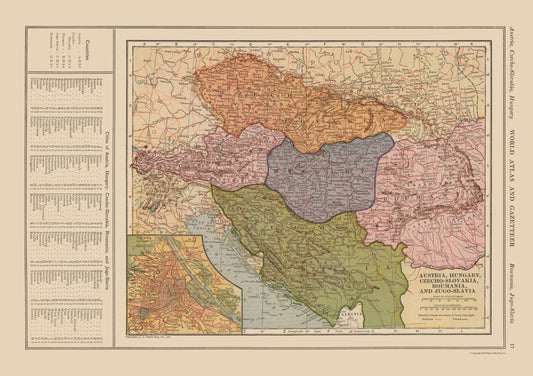 Historic Map - Austria Hungary Empire - Reynold 1921 - 32.61 x 23 - Vintage Wall Art