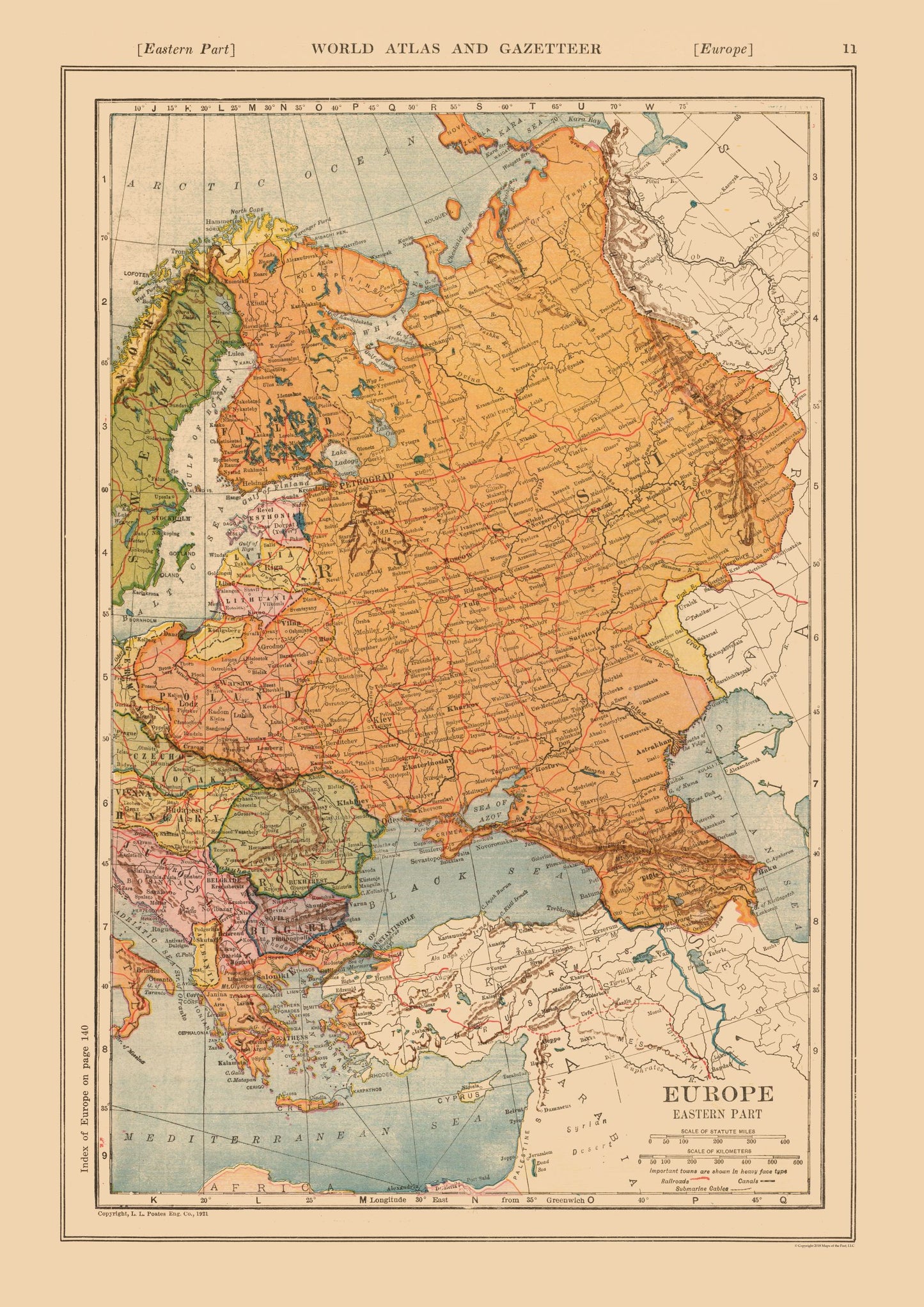 Historic Map - Russia European  - Reynold 1921 - 23 x 32.55 - Vintage Wall Art