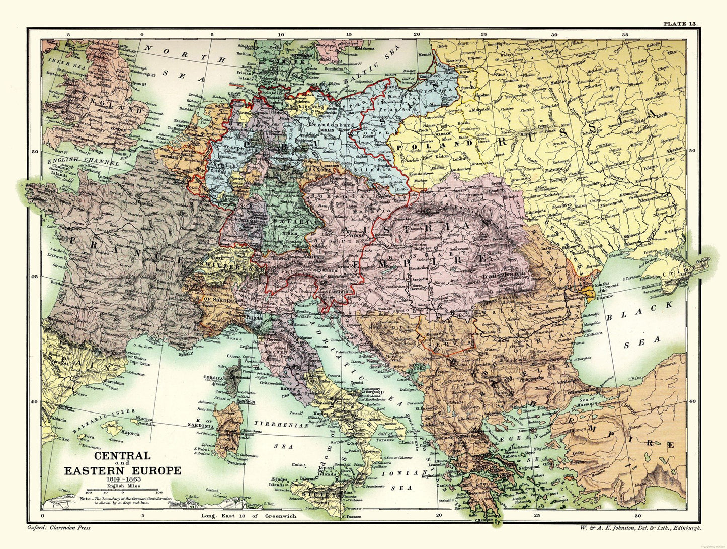 Historic Map - Eastern Europe 1814-1863 - Poole 1902 - 30.50 x 23 - Vintage Wall Art