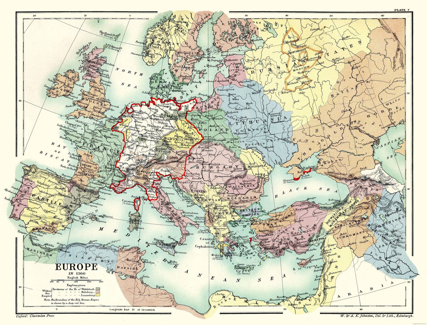 Historic Map - Europe 1360 - Poole 1902 - 30.27 x 23 - Vintage Wall Art